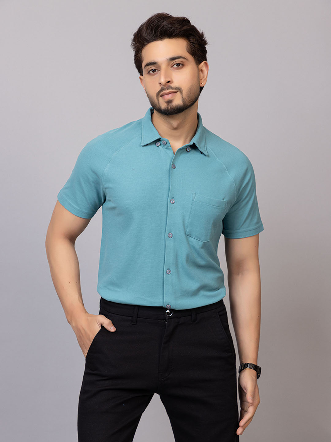 Half Sleeve Shirt - Jade Green