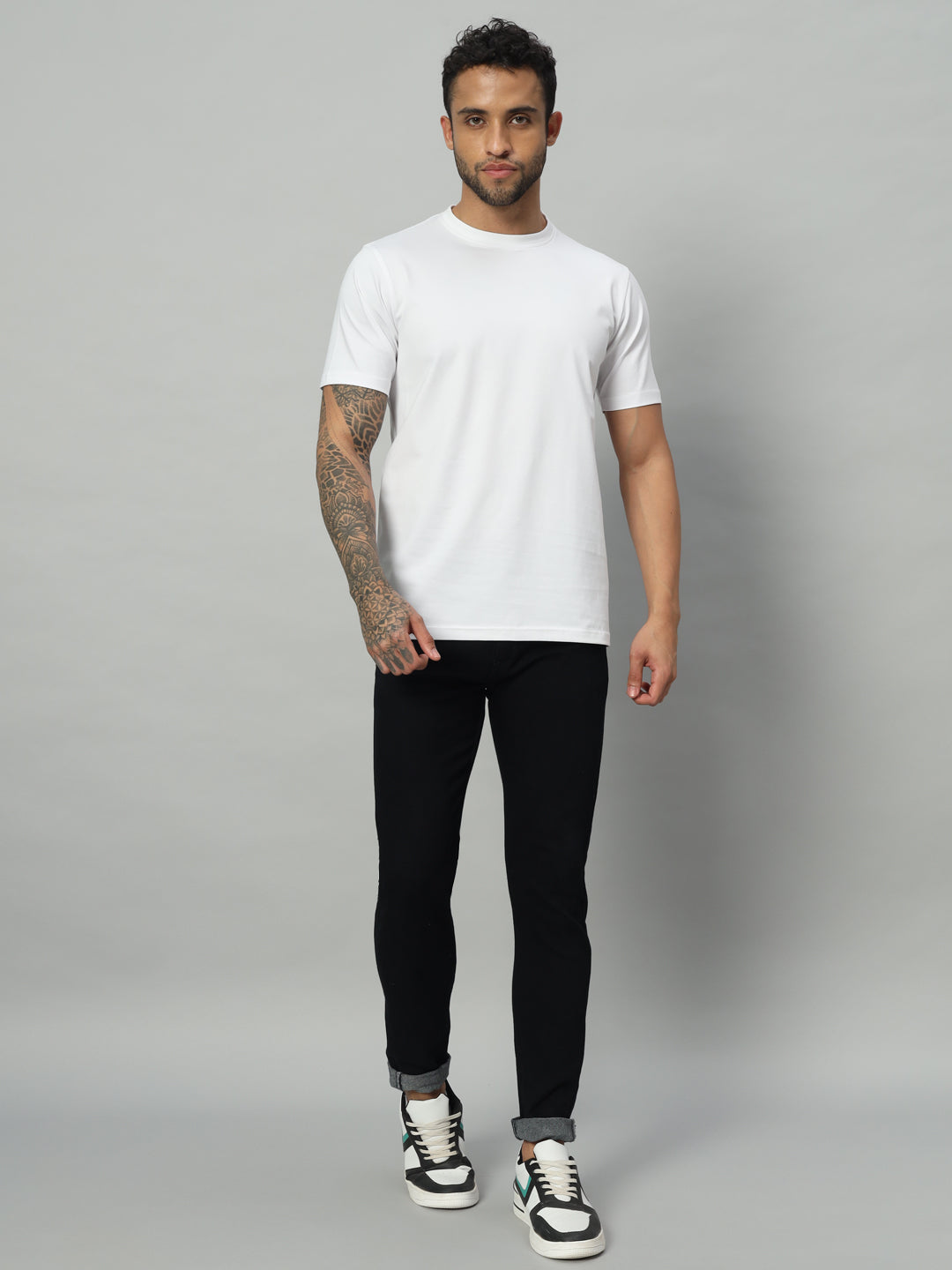 Mercerized Round Neck T-shirt - White - HABEAS