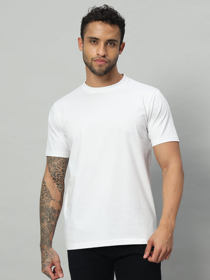 Mercerized Round Neck T-shirt - White - HABEAS