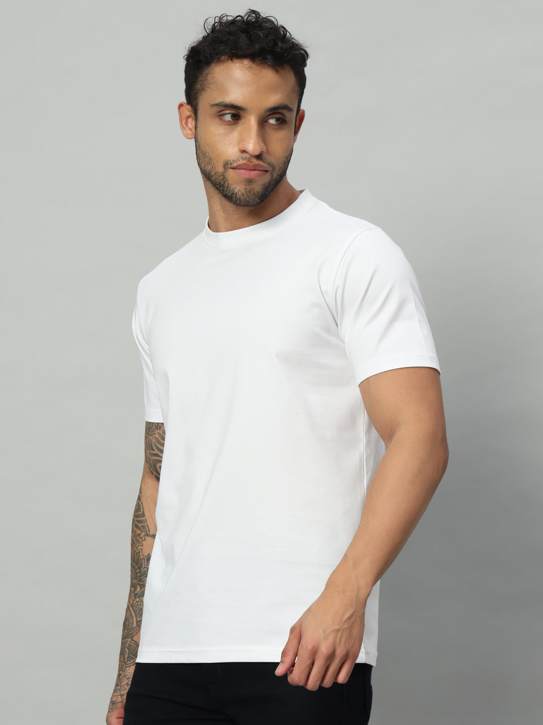 Mercerized Round Neck T-shirt - White - HABEAS