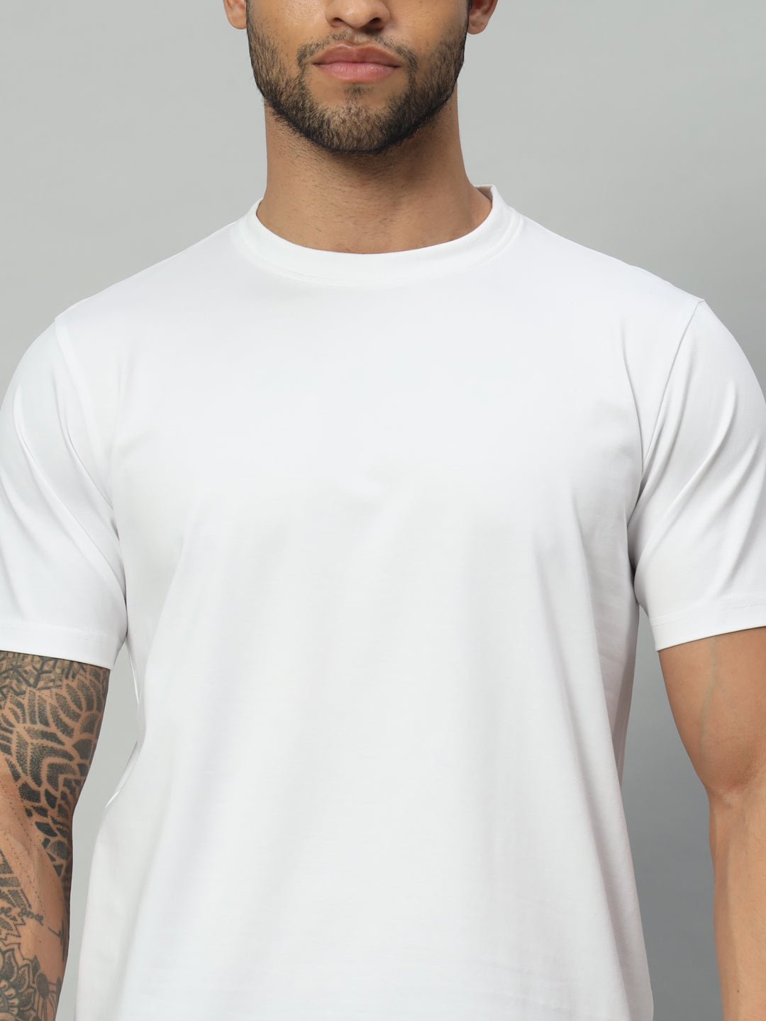 Mercerized Round Neck T-shirt - White - HABEAS