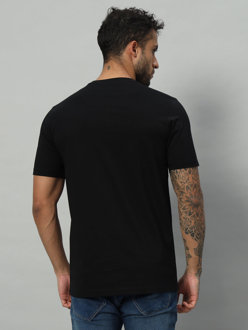 Mercerized Round Neck T-shirt - Black - HABEAS
