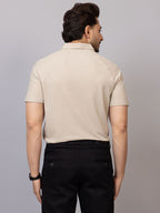 Oyster half sleeve honeycomb knit shirt for men by HABEAS, view 5