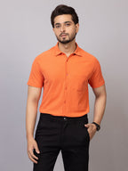 Tangerine half sleeve honeycomb knit shirt for men by HABEAS, view 1