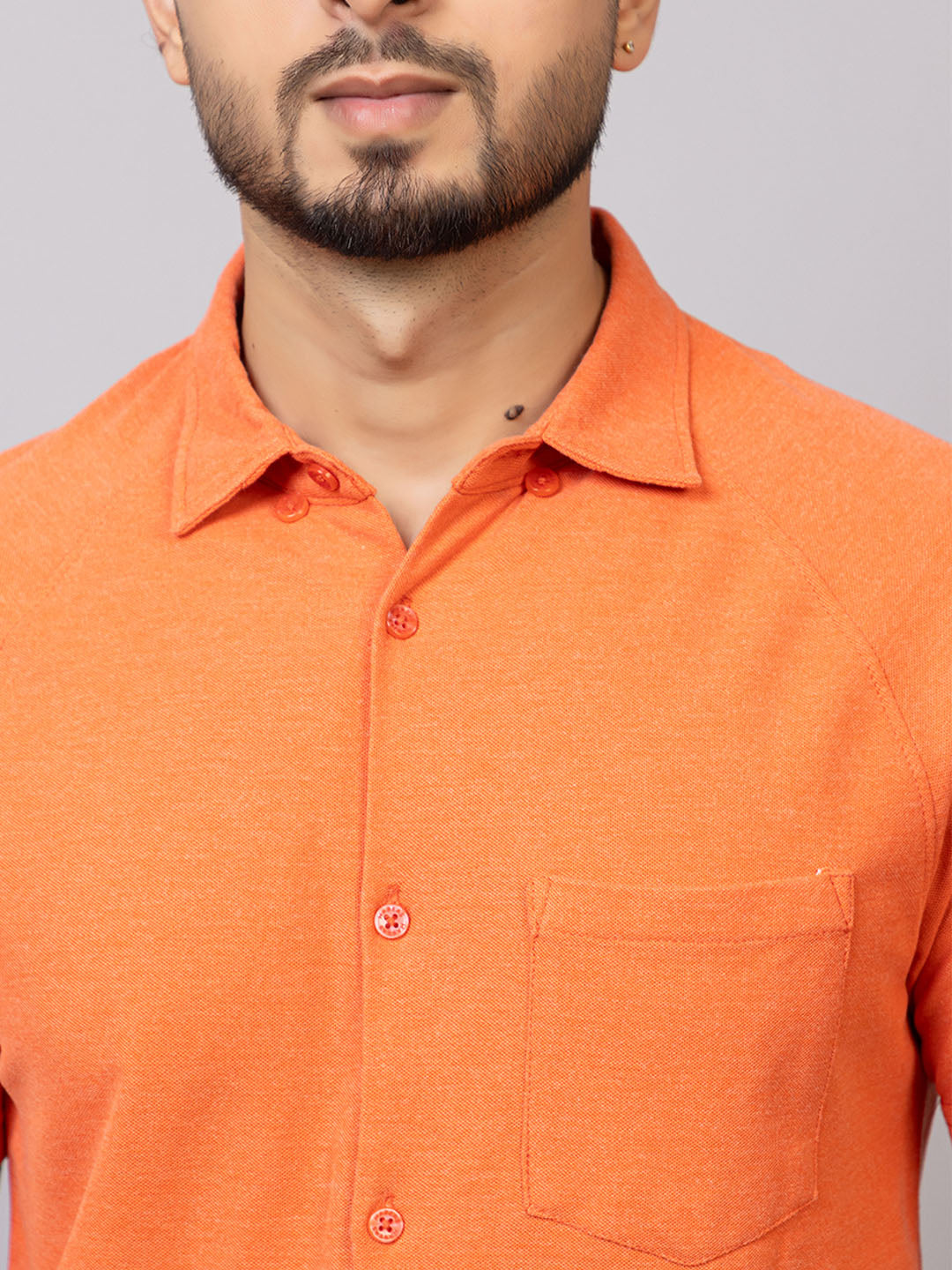 Tangerine half sleeve honeycomb knit shirt for men by HABEAS, view 4