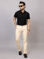 Elegant Black half sleeve honeycomb knit shirt for men by HABEAS, view 5