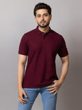 Burgundy Bliss honeycomb knit polo t-shirt for men by HABEAS, view 1