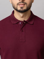 Burgundy Bliss honeycomb knit polo t-shirt for men by HABEAS, view 4