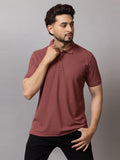 Rustic Brown honeycomb knit polo t-shirt for men by HABEAS, view 1