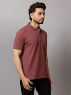 Rustic Brown honeycomb knit polo t-shirt for men by HABEAS, view 2