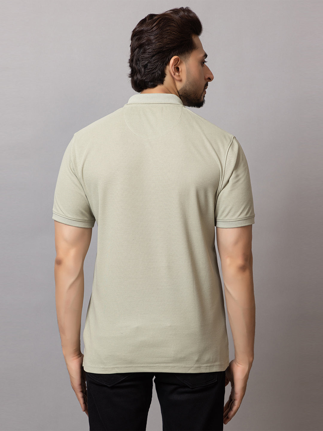 Pistachio Green honeycomb knit polo t-shirt for men by HABEAS, view 6