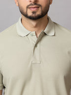 Pistachio Green honeycomb knit polo t-shirt for men by HABEAS, view 4