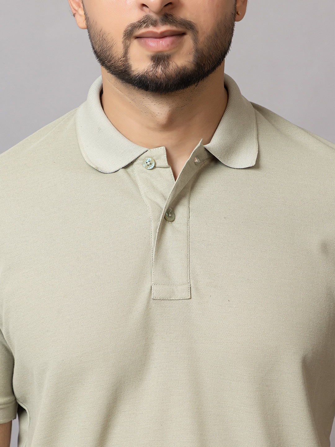 Pistachio Green honeycomb knit polo t-shirt for men by HABEAS, view 4