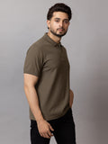 Forest Olive honeycomb knit polo t-shirt for men by HABEAS, view 1