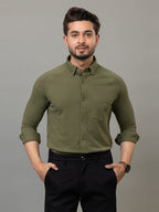 Olive Green full sleeve honeycomb knit shirt for men by HABEAS, view 1