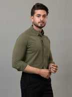 Olive Green full sleeve honeycomb knit shirt for men by HABEAS, view 3