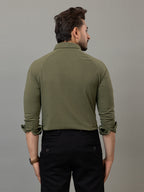 Olive Green full sleeve honeycomb knit shirt for men by HABEAS, view 6