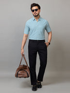 Jade Green half sleeve honeycomb knit shirt for men by HABEAS, view 2