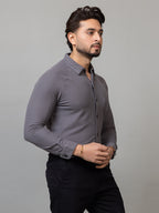 Charcoal Grey full sleeve honeycomb knit shirt for men by HABEAS, view 3