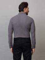 Charcoal Grey full sleeve honeycomb knit shirt for men by HABEAS, view 6