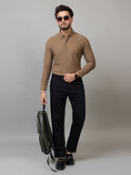Vintage Teak full sleeve honeycomb knit shirt for men by HABEAS, view 2