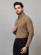 Vintage Teak full sleeve honeycomb knit shirt for men by HABEAS, view 3