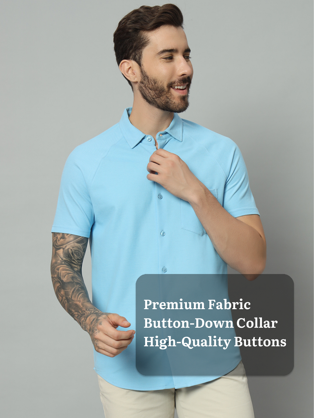 Half Sleeve Shirt - Powder Blue