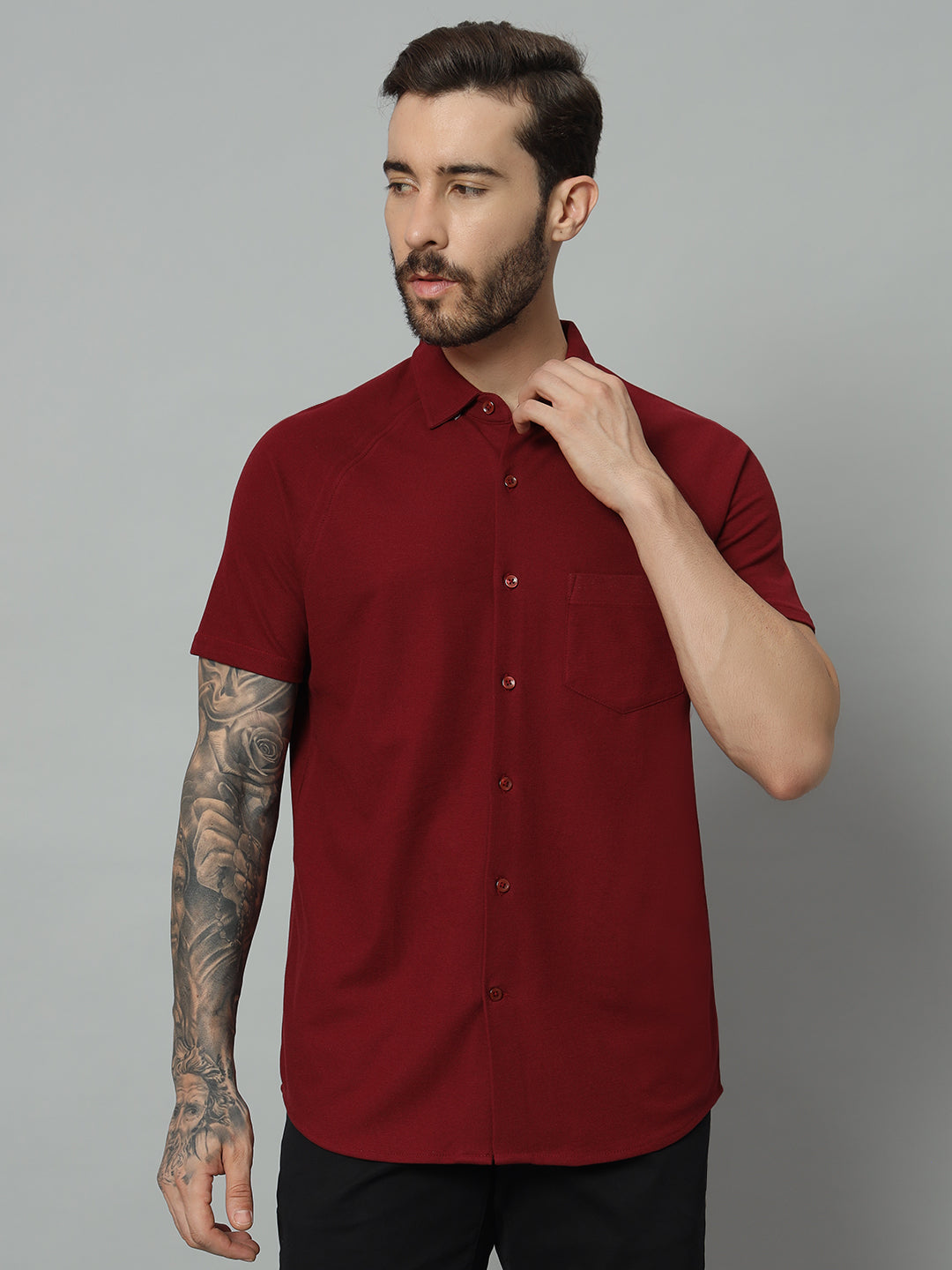 Half Sleeve Shirt - Magic Maroon