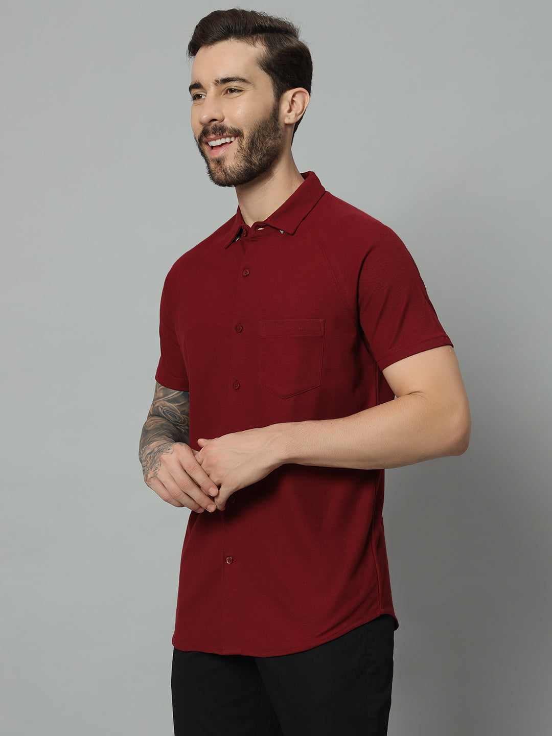 Half Sleeve Shirt - Magic Maroon