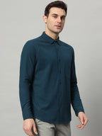 Timeless Teal full sleeve honeycomb knit shirt for men by HABEAS, view 3