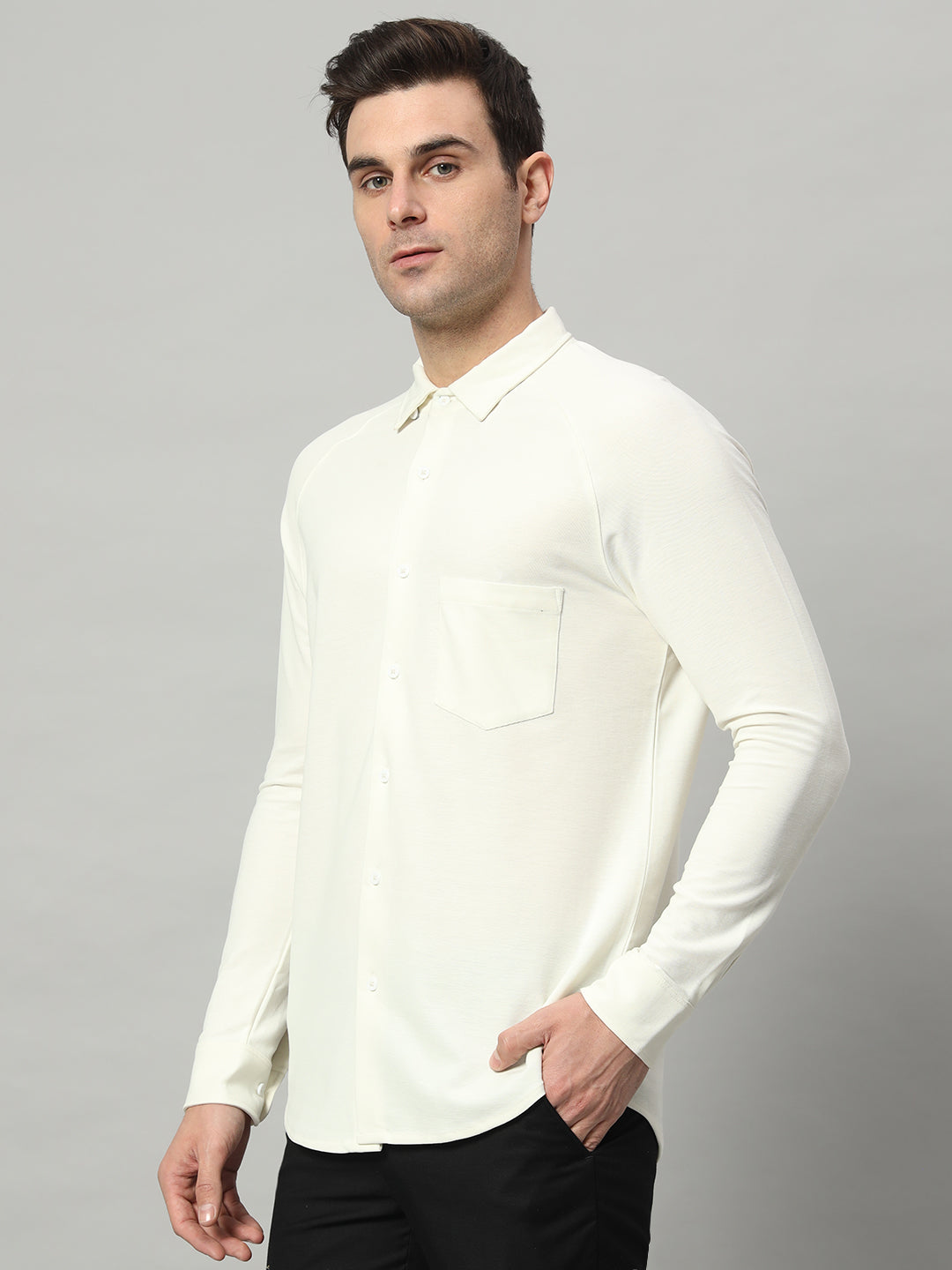 Royal Ivory full sleeve honeycomb knit shirt for men by HABEAS, view 2