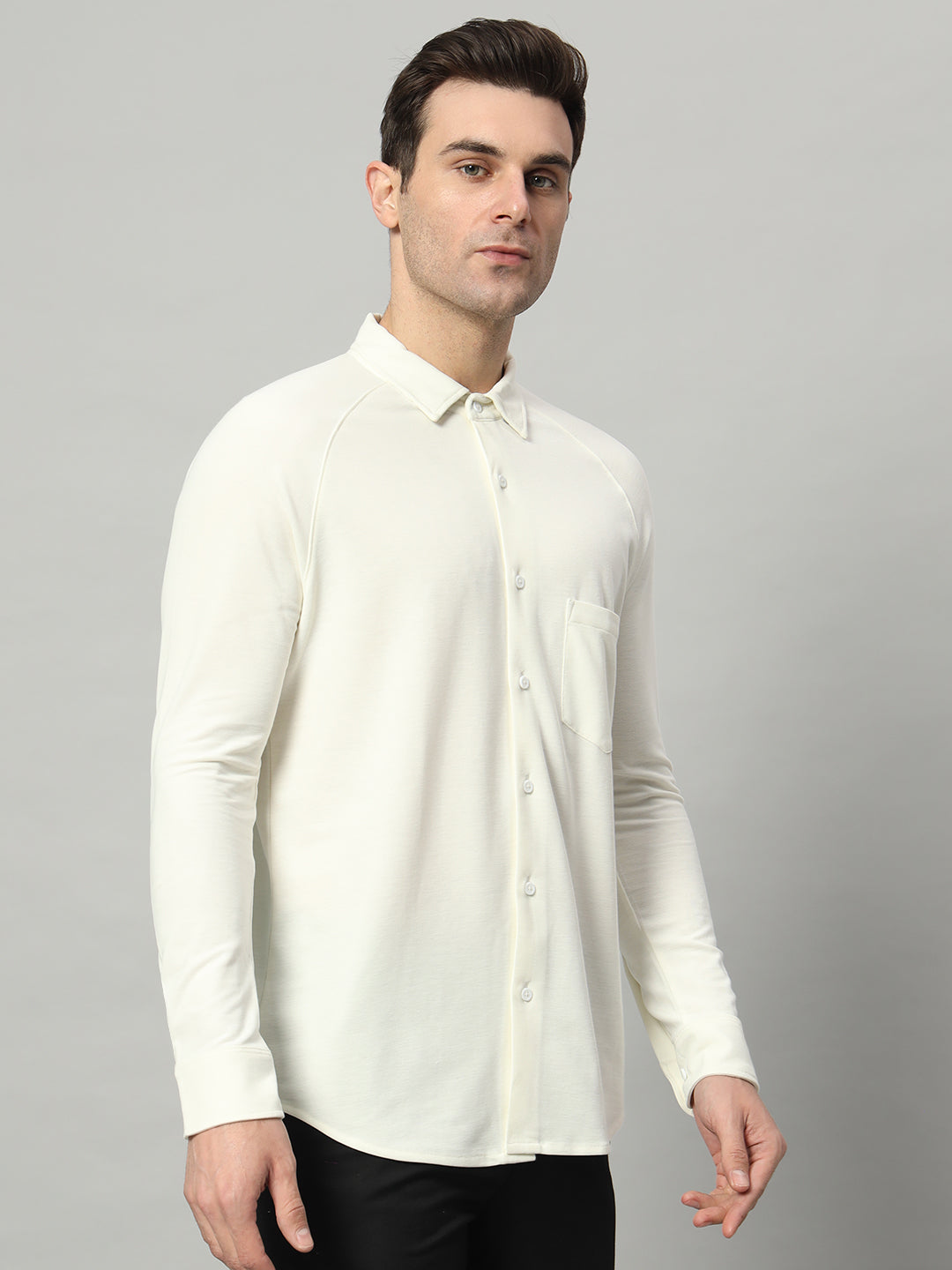 Royal Ivory full sleeve honeycomb knit shirt for men by HABEAS, view 3