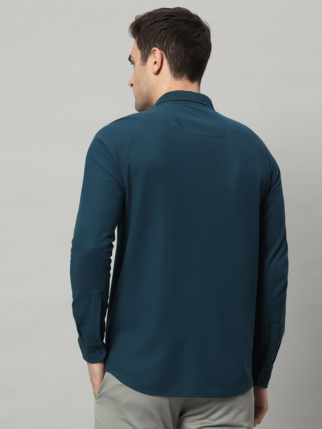 Timeless Teal full sleeve honeycomb knit shirt for men by HABEAS, view 6