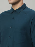 Timeless Teal full sleeve honeycomb knit shirt for men by HABEAS, view 5