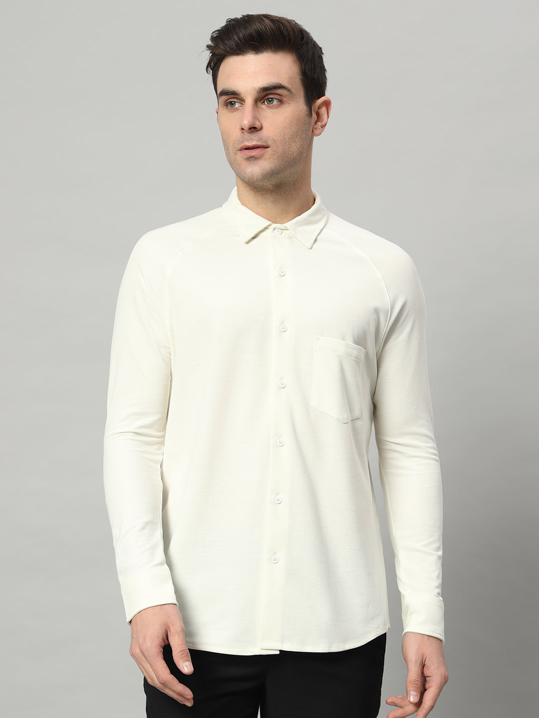 Royal Ivory full sleeve honeycomb knit shirt for men by HABEAS, view 1
