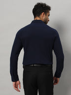 Classic Navy full sleeve honeycomb knit shirt for men by HABEAS, view 6