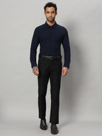 Classic Navy full sleeve honeycomb knit shirt for men by HABEAS, view 5