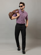 Dynamic Purple half sleeve honeycomb knit shirt for men by HABEAS, view 2
