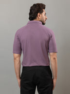 Dynamic Purple half sleeve honeycomb knit shirt for men by HABEAS, view 3