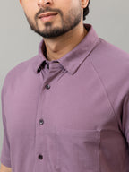 Dynamic Purple half sleeve honeycomb knit shirt for men by HABEAS, view 5