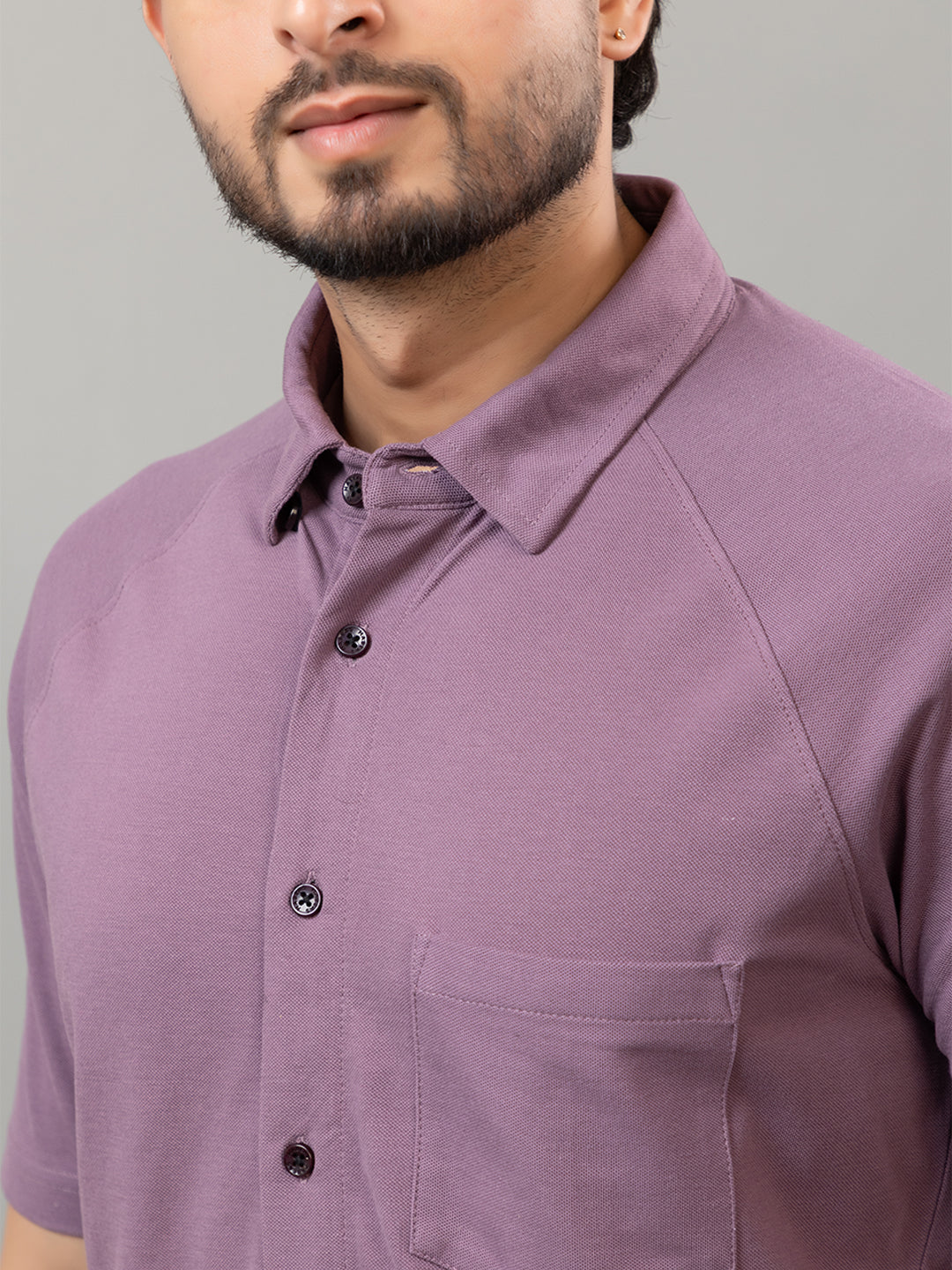 Dynamic Purple half sleeve honeycomb knit shirt for men by HABEAS, view 5