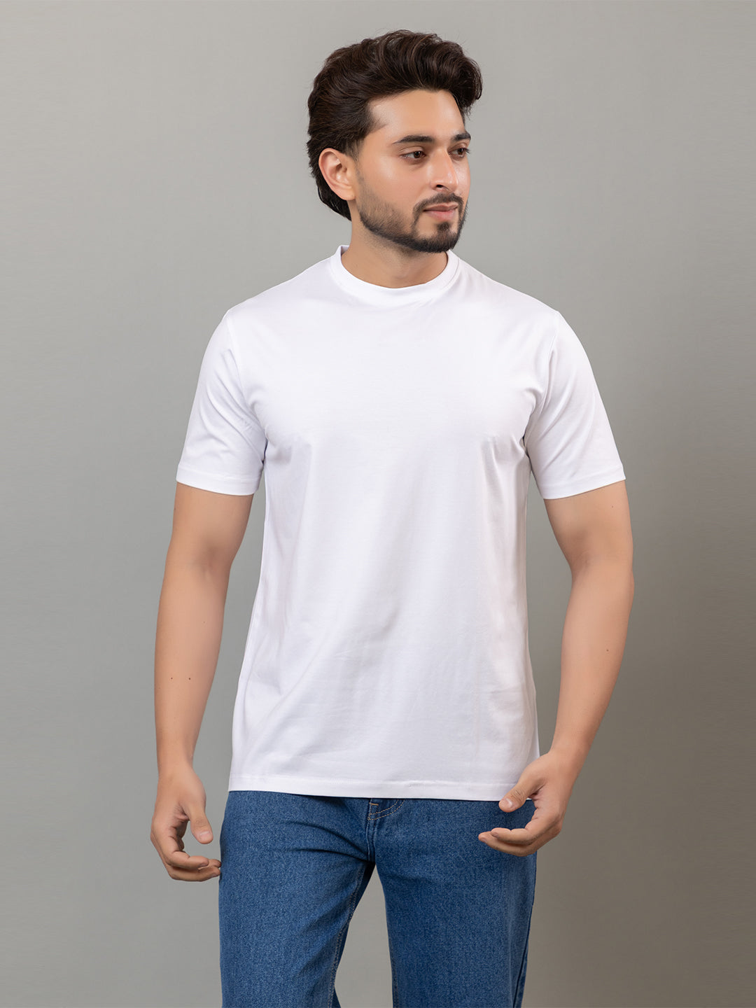 🎁 Mercerized Round Neck T-shirt - White - XXL