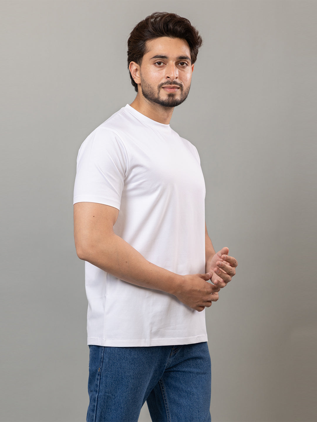 Mercerized Round Neck T-shirt - White