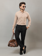 Witty Beige full sleeve honeycomb knit shirt for men by HABEAS, view 2