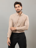 Witty Beige full sleeve honeycomb knit shirt for men by HABEAS, view 1