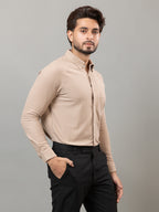 Witty Beige full sleeve honeycomb knit shirt for men by HABEAS, view 4