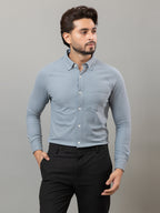 Slate Gray full sleeve honeycomb knit shirt for men by HABEAS, view 1