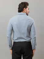 Slate Gray full sleeve honeycomb knit shirt for men by HABEAS, view 6