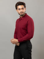 Magic Maroon full sleeve honeycomb knit shirt for men by HABEAS, view 3