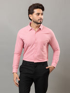 Salmon Pink full sleeve honeycomb knit shirt for men by HABEAS, view 1